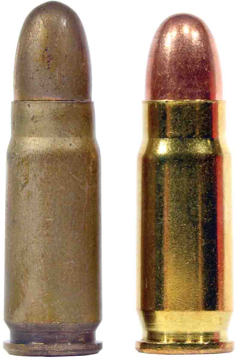 An original military round from 1952 (left) is shown with a new Prvi Partizan FMJ load.